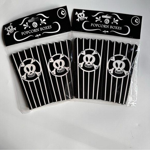 Cardboard Popcorn Containers Party Favor Boxes with Skulls Set of 2-12 total - Picture 1 of 7